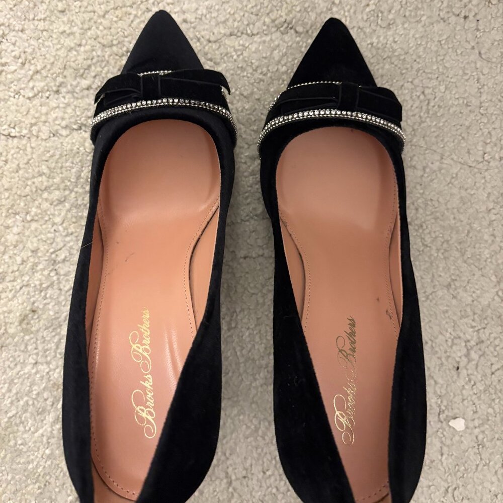 Brooks Brothers - Rhinestone-Trimmed Velvet Point-Toe Pumps (Like New) Size 7.5